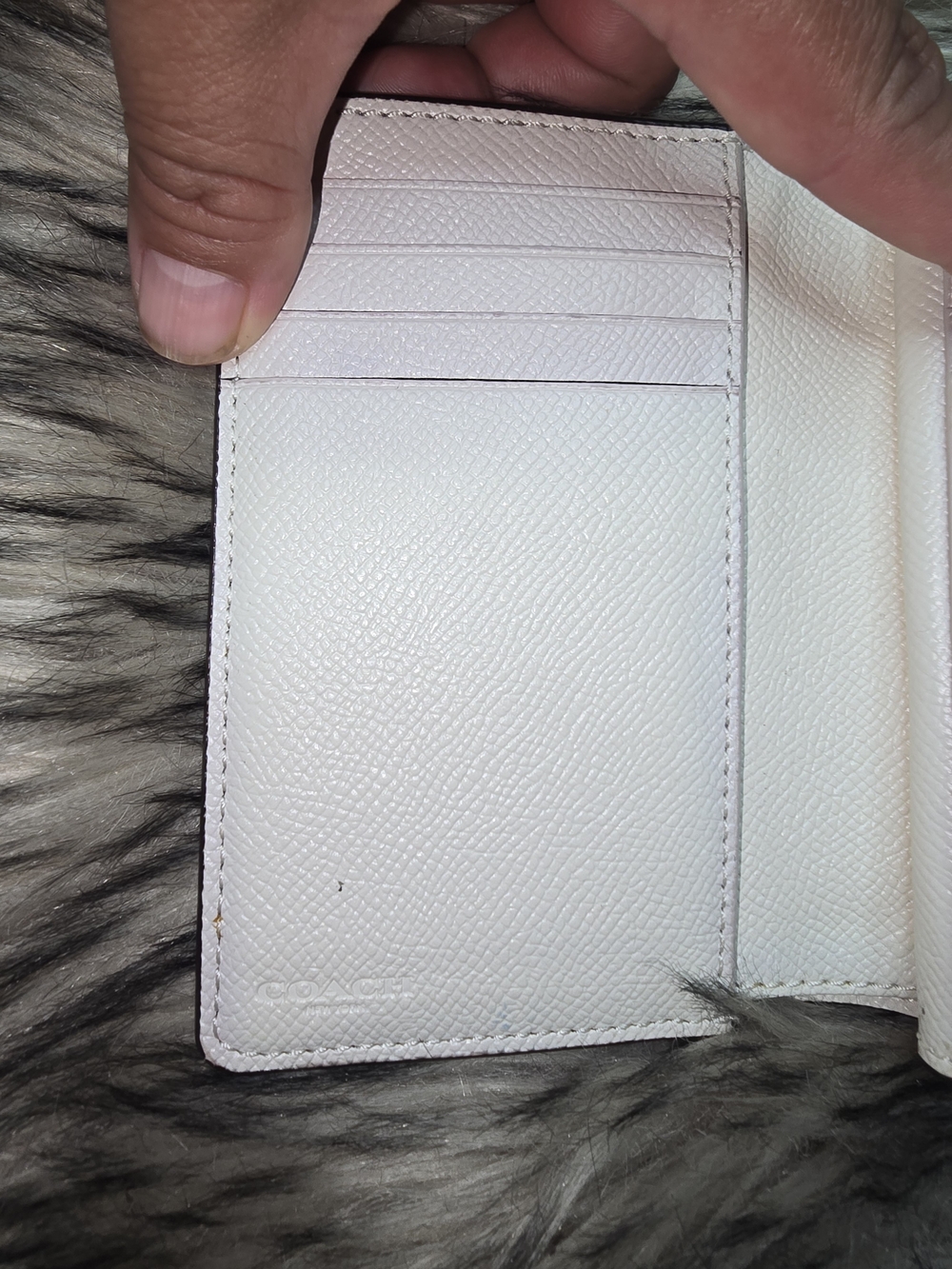 Coach Small Pebbled Leather Snap Wallet in Chalk - Picture 4 of 12